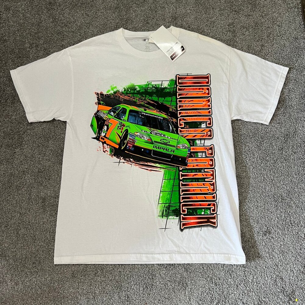 NASCAR racing shirt mens large white green Danica Patrick Godaddy.com streetwear
